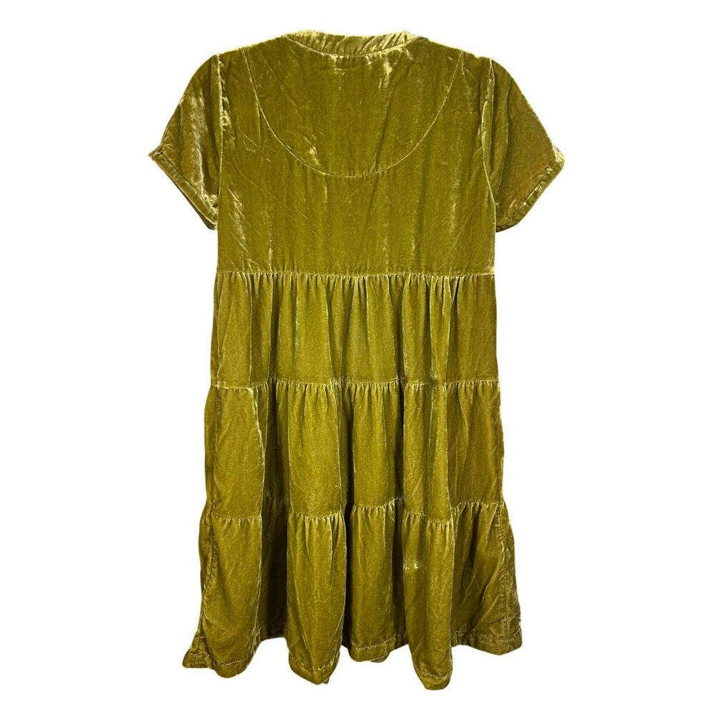 Maeve By Anthropologie XS Olive Green Tiered Velvet Dress XS - Picture 2 of 8
